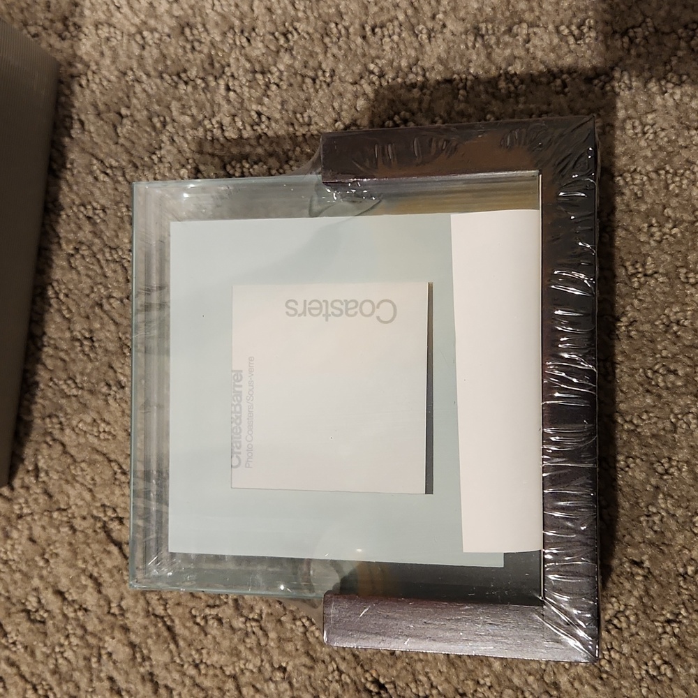 NEW Crate & Barrel Photo coasters.- PERFECT MOTHER'S DAY GIFT / BIRTHDAY GIFT